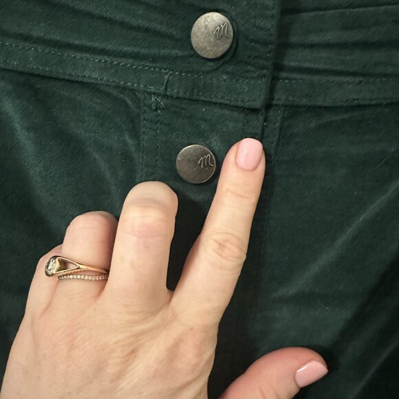 Madewell Velveteen A-Line Mini Skirt: Button-Front Edition Size 8 in Smoky Spruc - Picture 4 of 7